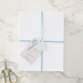 Modern Blue Balloon Eucalyptus Baby Boy Vielen Dan Geschenkanhänger (Mit Garn)