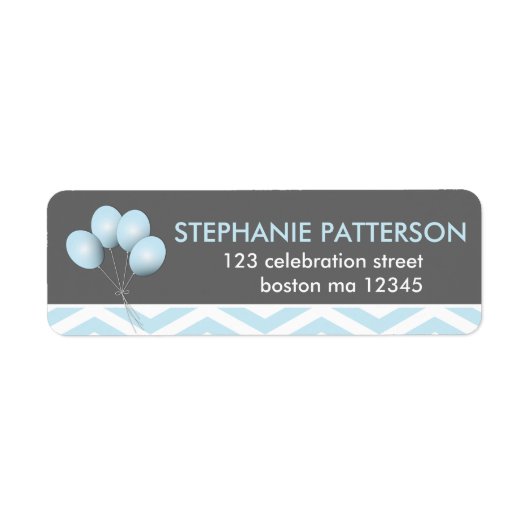 Modern Blue Balloon Return Address Label (Vorne)