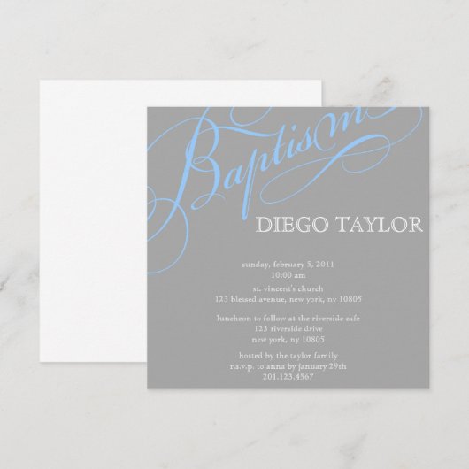 Modern Blue Baptism Einladung (Vorne/Hinten)