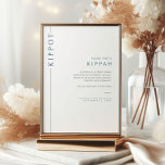 Modern Blue Bar Mitzvah Kippot Tabletop Zeichen Einladung<br><div class="desc">Mazel tov auf diesem besondere Anlass! Machen Sie die Zeremonie Ihres Sohnes Bar Mitzvah mit diesem minimalistischen Typografie schwarz-weiß Tischdecke Kippah Zeichen zu einem besonderen Erlebnis. Dieses Schild gibt Informationen darüber,  was Kippot ist und Anweisungen,  was zu tun ist.</div>
