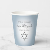 Modern Blue Bar Mitzvah Simple Star of David  Pappbecher (Vorderseite)
