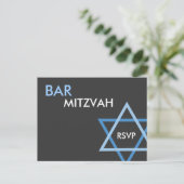 Modern Blue Bar Mitzvah UAWG Postcard Einladungspostkarte (Stehend Vorderseite)