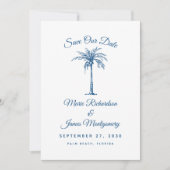 Modern Blue Beach Wedding Save the Date (Vorderseite)
