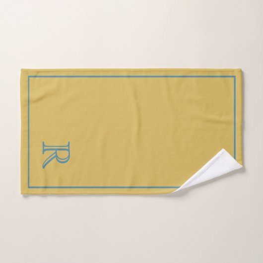 modern Blue &Beige initial  Monogram Pattern Badhandtuch Set (Handtuch)