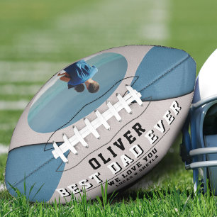 Modern Blue Best Vater Vatertag Keepake Foto Football