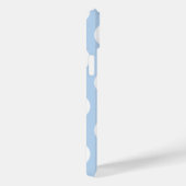 Modern Blue Big Polka Dots iPhone Case mit Name (Rückseite / Rechts)