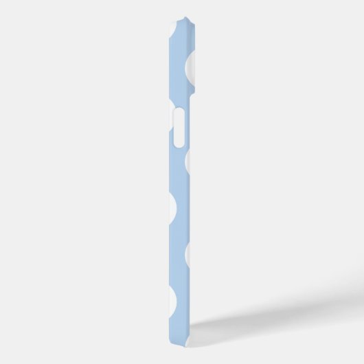 Modern Blue Big Polka Dots iPhone Case mit Name (Rückseite / Rechts)