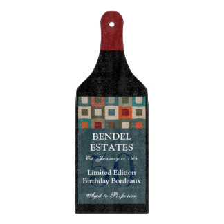 Modern Blue Birthday Wine Flasche Schneideboard Schneidebrett