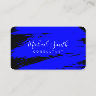 Modern Blue Black Brush Stroke Paint Visitenkarte