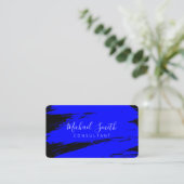 Modern Blue Black Brush Stroke Paint Visitenkarte (Stehend Vorderseite)