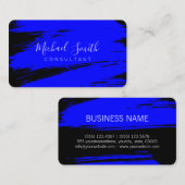 Modern Blue Black Brush Stroke Paint Visitenkarte (Vorne/Hinten)