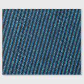 Modern Blue Black Glitzer Stripes Pattern Geschenkpapier (Flach)