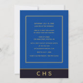 Modern Blue Black Gold Script 10. Klasse Wiederseh Einladung (Rückseite)