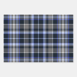 Modern Blue Black Kariert Tartan Pattern Geschenkpapier Set