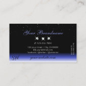 Modern Blue Black Ombre Sparkle Diamonds Initialen Visitenkarte (Rückseite)
