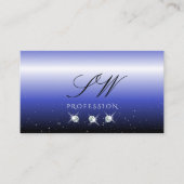 Modern Blue Black Ombre Sparkor Diamonds Monogram Visitenkarte (Vorderseite)