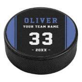 Modern Blue Black Player Name Team Eishockey Puck (3/4)