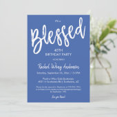 Modern Blue Blessed Any Occasion Birthday Party Einladung (Stehend Vorderseite)