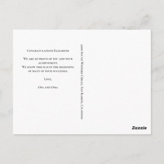 Modern Blue Boho Typografie Girly Abschluss Postkarte (Rückseite)