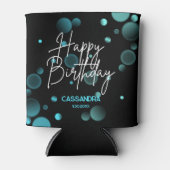 Modern Blue Bokeh Gradient Black Happy Birthday Dosenkühler (Vorderseite)