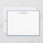 Modern Blue Border Personalized Note Card Einladung (Vorderseite)
