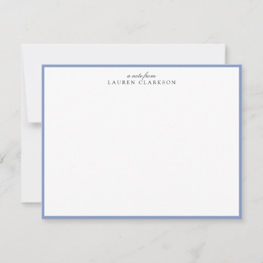 Modern Blue Border Personalized Note Card Einladung (Vorderseite)