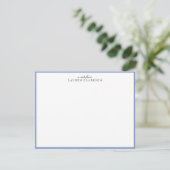 Modern Blue Border Personalized Note Card Einladung (Stehend Vorderseite)