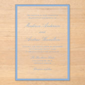 Modern Blue Border Wedding Acryleinladungen (Vorderseite)