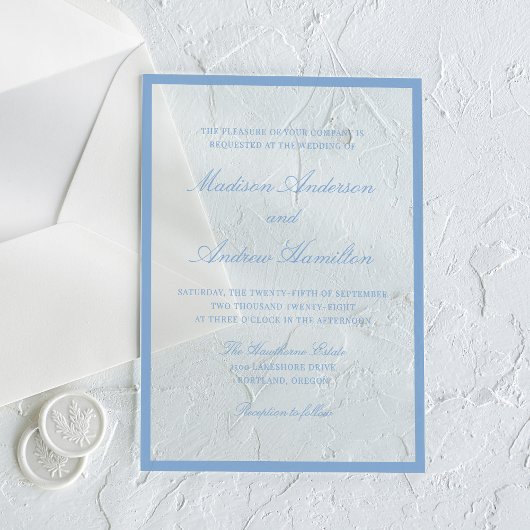 Modern Blue Border Wedding Acryleinladungen