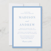 Modern Blue Border Wedding Einladung (Vorderseite)
