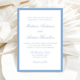 Modern Blue Border Wedding Einladung