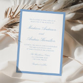 Modern Blue Border Wedding Einladung