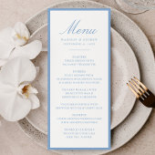 Modern Blue Border Wedding Menükarte