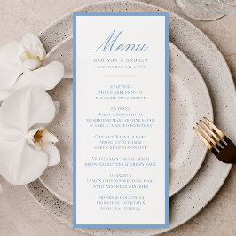 Modern Blue Border Wedding Menükarte