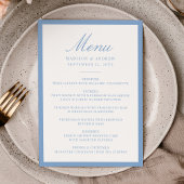 Modern Blue Border Wedding Menükarte