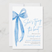 Modern Blue Bow Bachelorette Weekend Tour Einladung (Vorderseite)