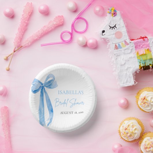 Modern Blue Bow Sie bindet das Brautparty des Knot Pappteller (Party)