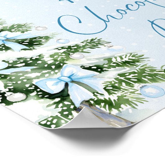 Modern Blue Bows Christmas Tree Hot Chocolate Bar Poster (Ecke)