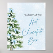 Modern Blue Bows Christmas Tree Hot Chocolate Bar Poster (Vorne)
