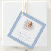 Modern Blue Boy Baptism Photo Geschenkanhänger