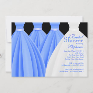 Modern Blue Bridesmaids Bride Dress Brautparty Einladung