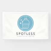 Modern Blue Broom Logo Cleaning Service Business Banner (Horizontal)