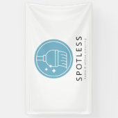 Modern Blue Broom Logo Cleaning Service Business Banner (Vertikal)