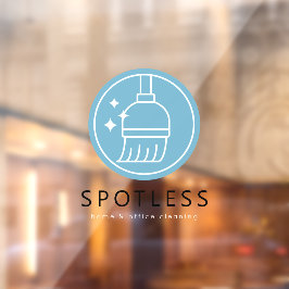 Modern Blue Broom Logo Cleaning Service Fensteraufkleber