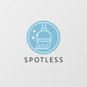 Modern Blue Broom Logo Cleaning Service Fensteraufkleber (Blatt)