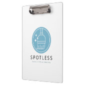 Modern Blue Broom Logo Cleaning Service Klemmbrett (Links)