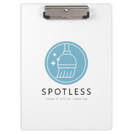 Modern Blue Broom Logo Cleaning Service Klemmbrett