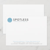 Modern Blue Broom Logo Cleaning Service Mitteilungskarte (Vorne/Hinten)