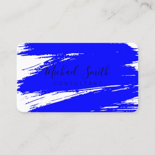 Modern Blue Brush Stroke Paint Visitenkarte (Vorderseite)