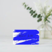 Modern Blue Brush Stroke Paint Visitenkarte (Stehend Vorderseite)